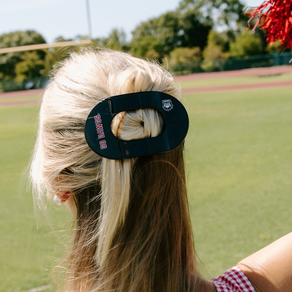 Go Dawgs!  Large Flat Round Hair Clip