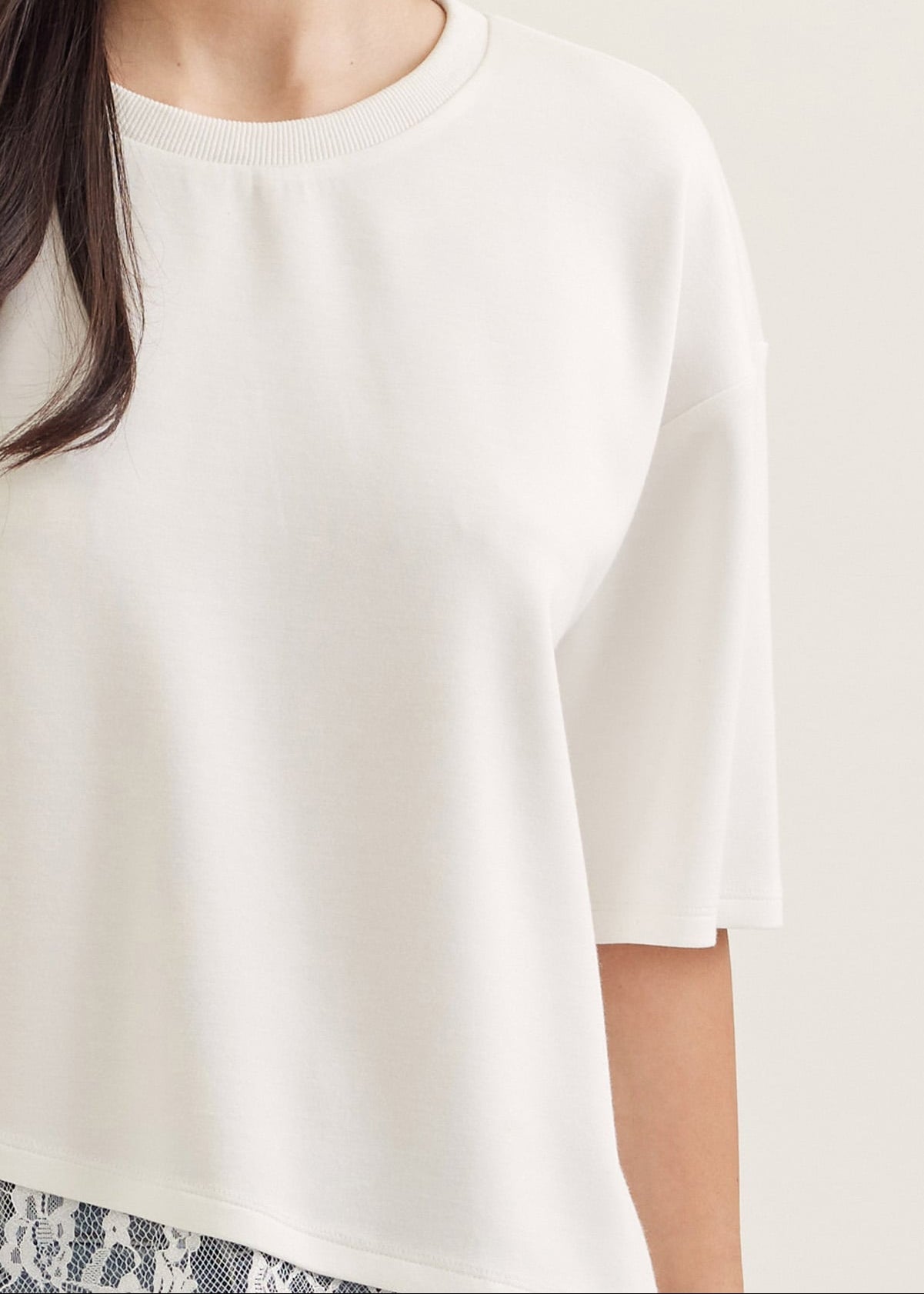Lace Detail Oversized Tee