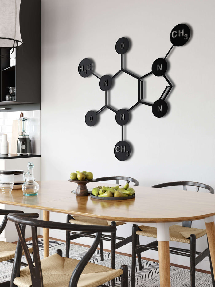 Caffeine Molecule Metal Wall Art - Decor available at Dekadron for $89.90