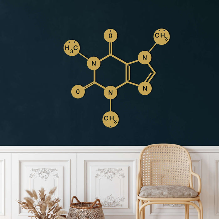 Caffeine Molecule Metal Wall Art - Decor available at Dekadron for $74.90