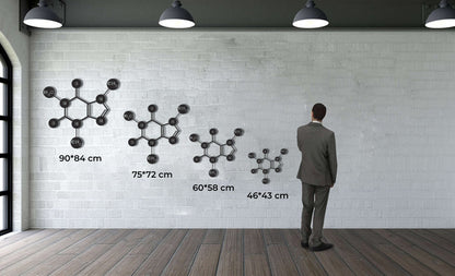 Caffeine Molecule Metal Wall Art - Decor available at Dekadron for $69.90