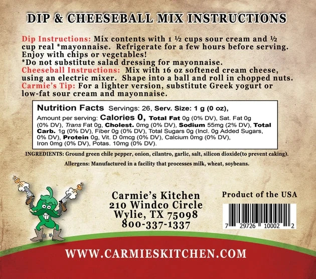 Carmie's Kitchen Green Chile and Cilantro Dip Mix
