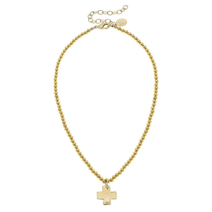 Gold Cross Beaded Necklace