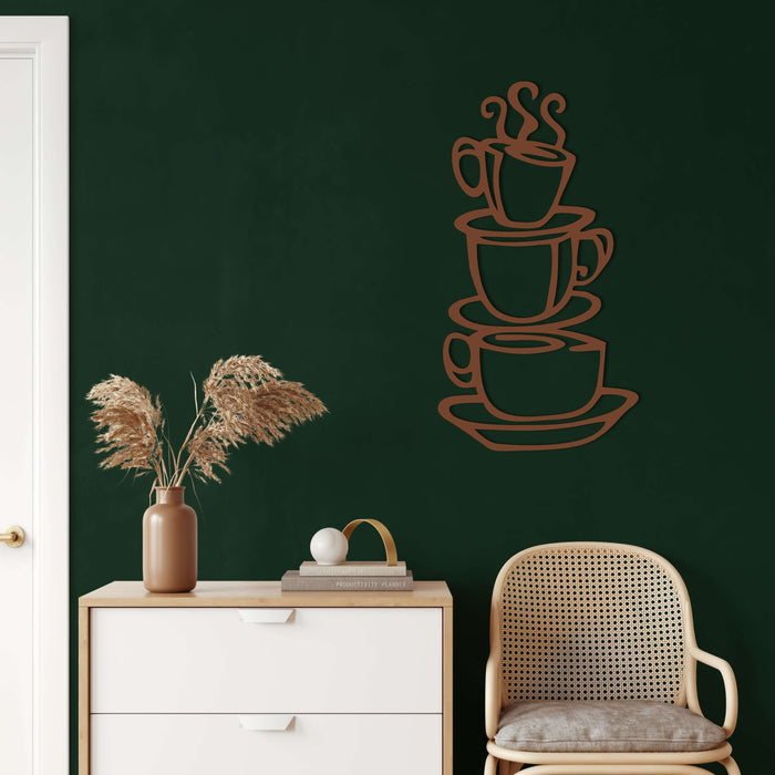 Coffee Cups Metal Wall Art - Decor available at Dekadron for $69.90