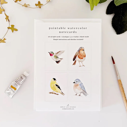 Emily Lex Studios Watercolor Paintable Notecards Backyard Birds