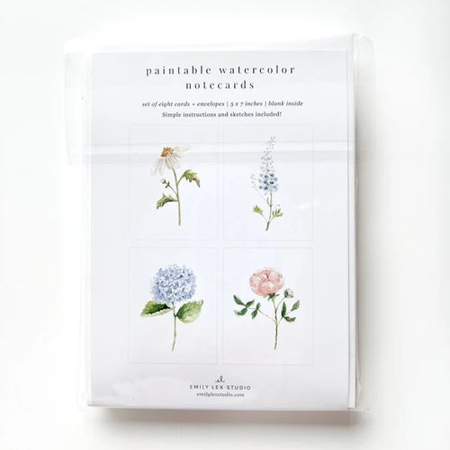 Emily Lex Studios Watercolor Paintable Notecards Garden Flowers