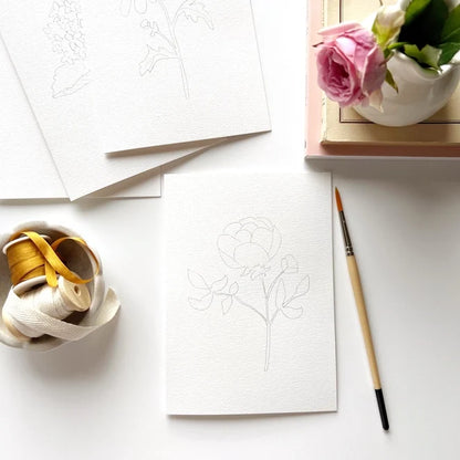 Emily Lex Studios Watercolor Paintable Notecards Garden Flowers