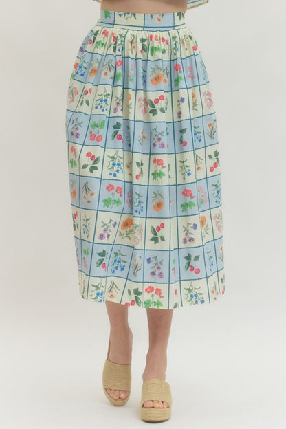 Freya Petal Printed Midi Skirt