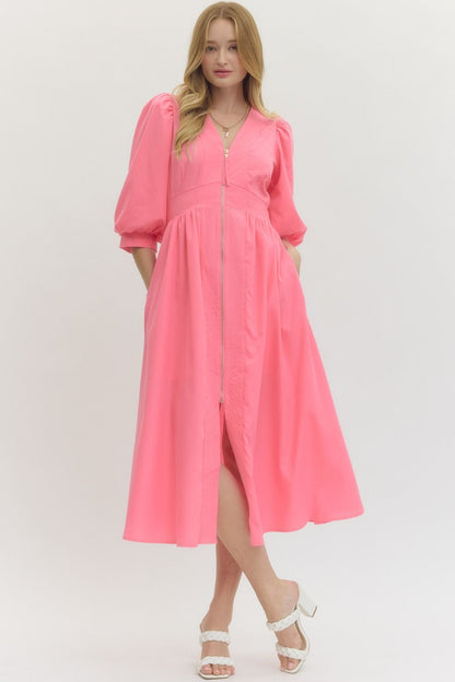 Charlotte Zip-Front Midi Dress