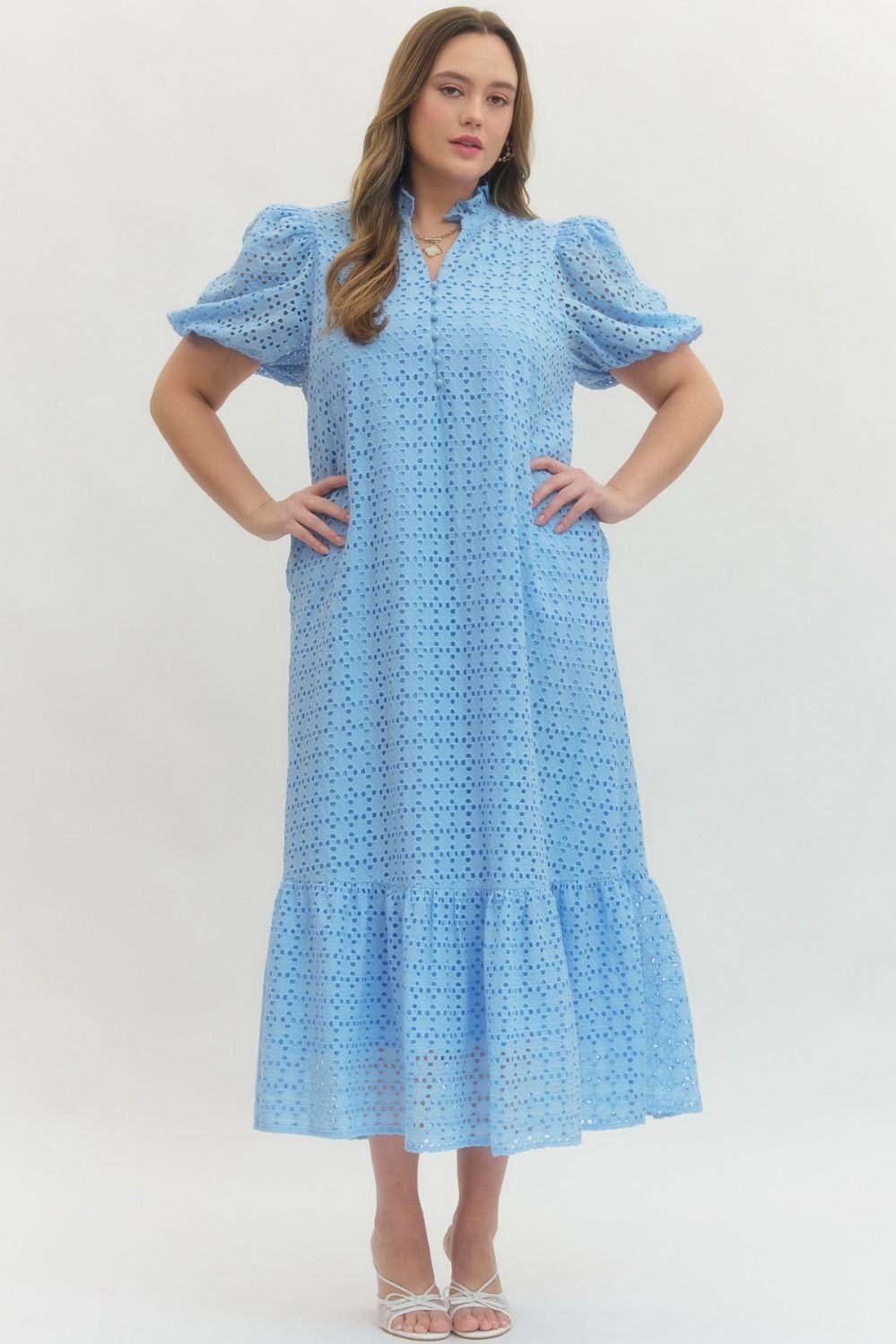 Holland Puff Sleeve Midi Dress