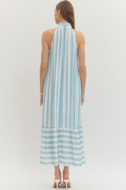 Delphi Stripe Halter Midi Dress