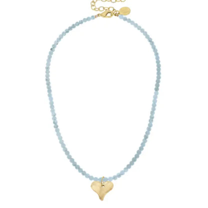 Gold Heart On Beaded Necklace