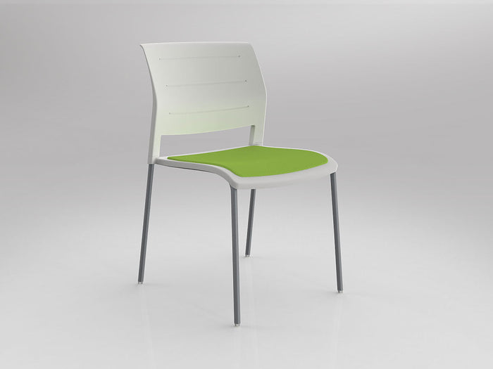 Game Chair With Upholstery - 4 Leg - Silver Frame