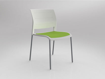 Game Chair With Upholstery - 4 Leg - Silver Frame