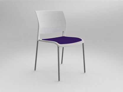 Game Chair With Upholstery - 4 Leg - Silver Frame