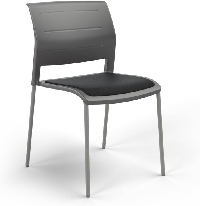Game Chair With Upholstery - 4 Leg - Silver Frame