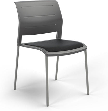 Game Chair With Upholstery - 4 Leg - Silver Frame