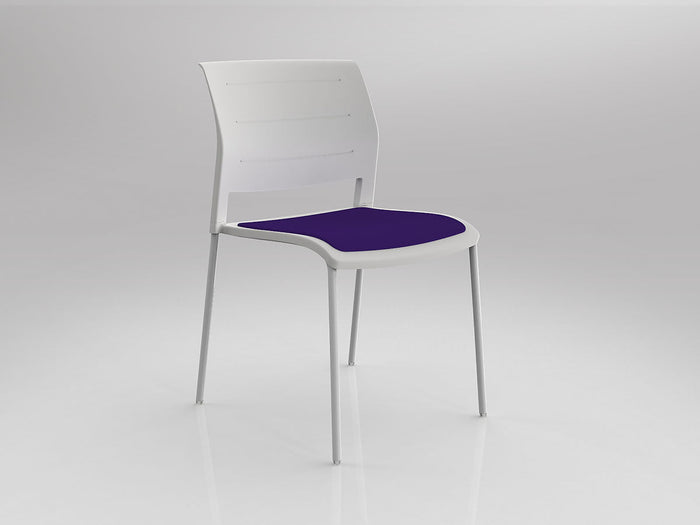 Game Chair With Upholstery - 4 Leg - White Frame
