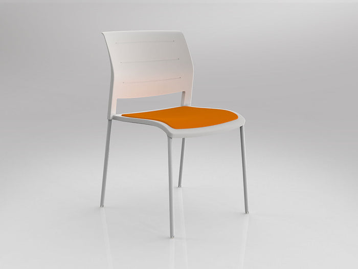 Game Chair With Upholstery - 4 Leg - White Frame