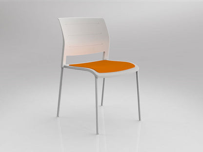 Game Chair With Upholstery - 4 Leg - White Frame