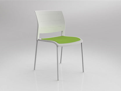 Game Chair With Upholstery - 4 Leg - White Frame