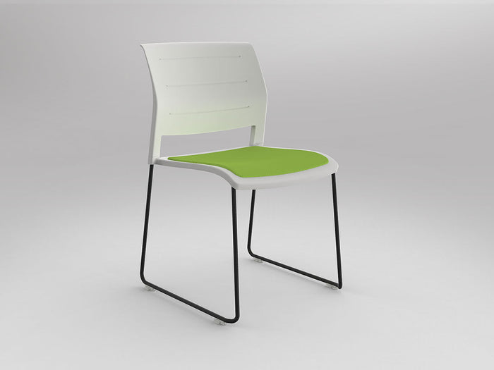 Game Chair With Upholstery - Sled Base - Black Frame