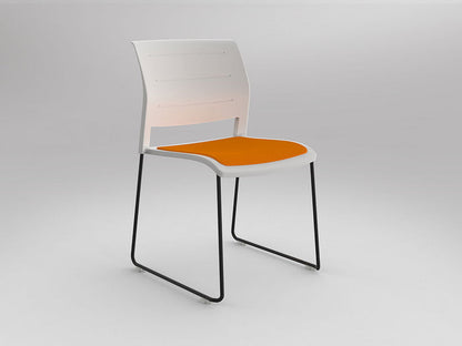 Game Chair With Upholstery - Sled Base - Black Frame