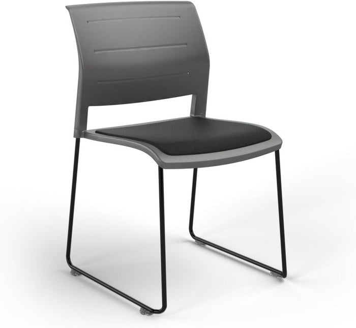 Game Chair With Upholstery - Sled Base - Black Frame