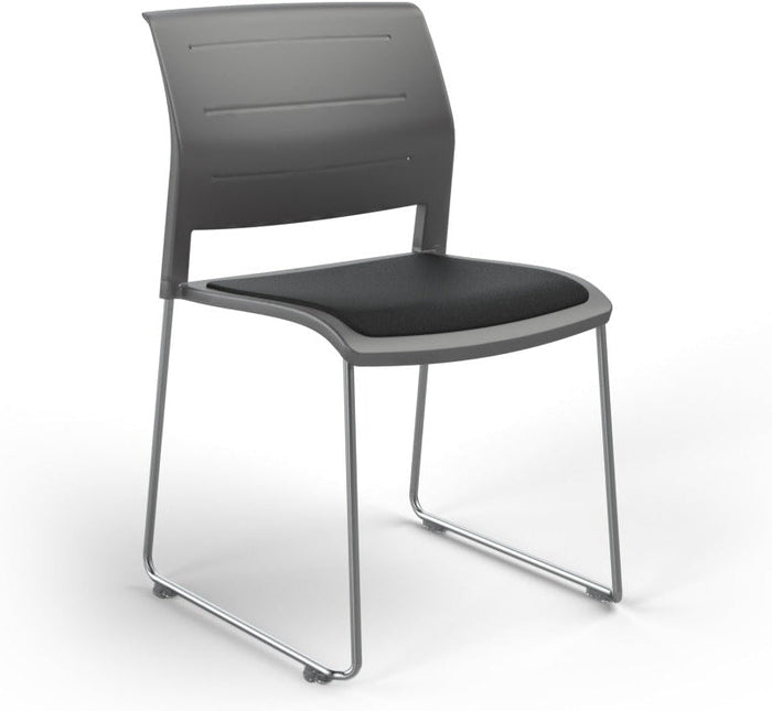 Game Chair With Upholstery - Sled Base - Chrome Frame