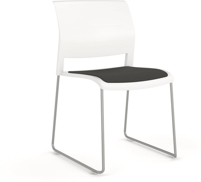 Game Chair With Upholstery - Sled Base - Silver Frame