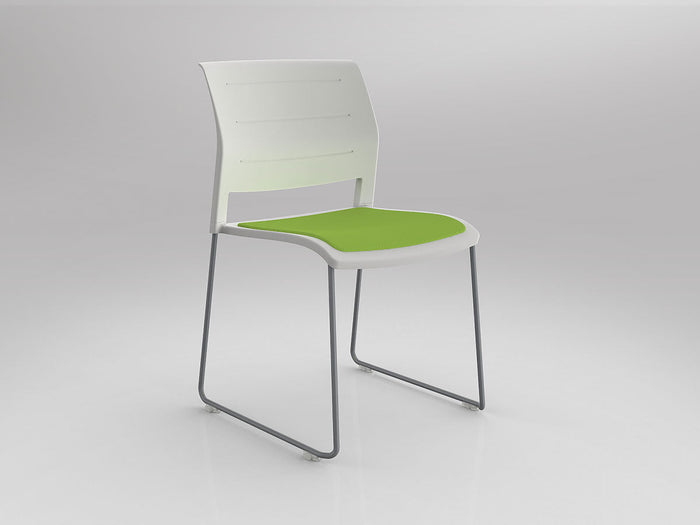 Game Chair With Upholstery - Sled Base - Silver Frame