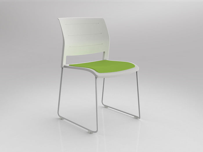 Game Chair With Upholstery - Sled Base - White Frame