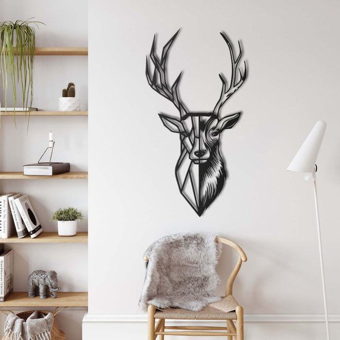 Geometric Deer Head Metal Wall Art - Decor available at Dekadron for $64.90