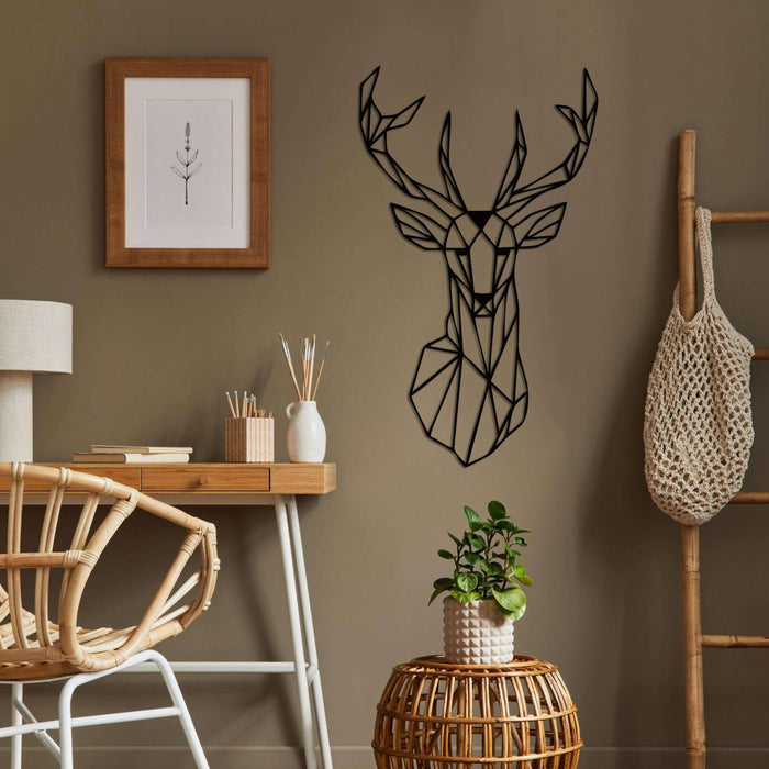 Geometric Deer Head Metal Wall Art - Decor available at Dekadron for $64.90
