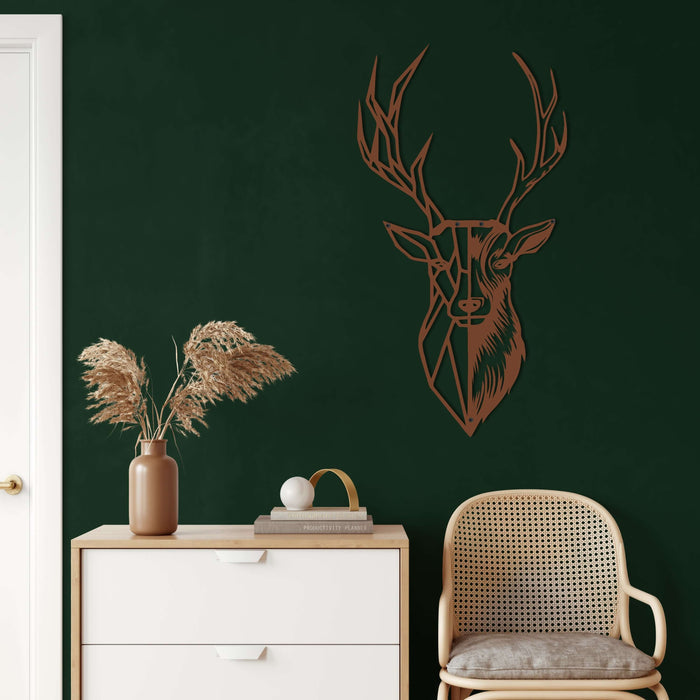 Geometric Deer Head Metal Wall Art - Decor available at Dekadron for $69.90
