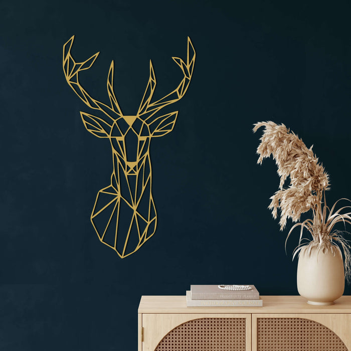 Geometric Deer Head Metal Wall Art - Decor available at Dekadron for $69.90