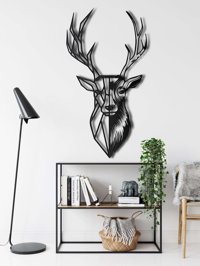 Geometric Deer Head Metal Wall Art - Decor available at Dekadron for $64.90