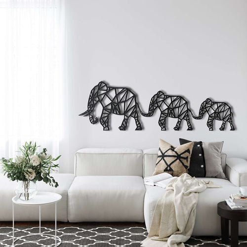 Geometric Elephant Family Metal Wall Art - Decor available at Dekadron for $79.90