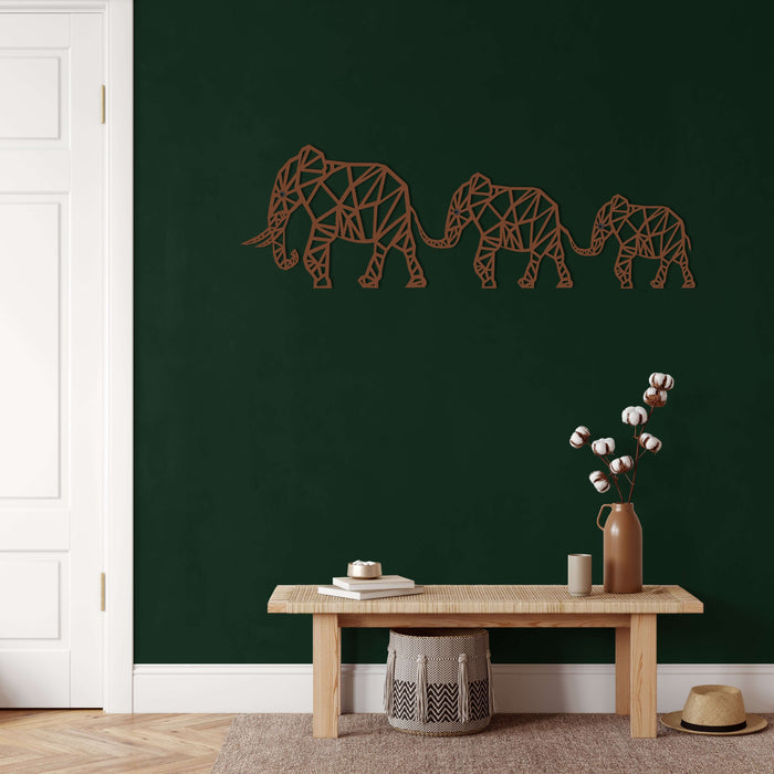 Geometric Elephant Family Metal Wall Art - Decor available at Dekadron for $84.90