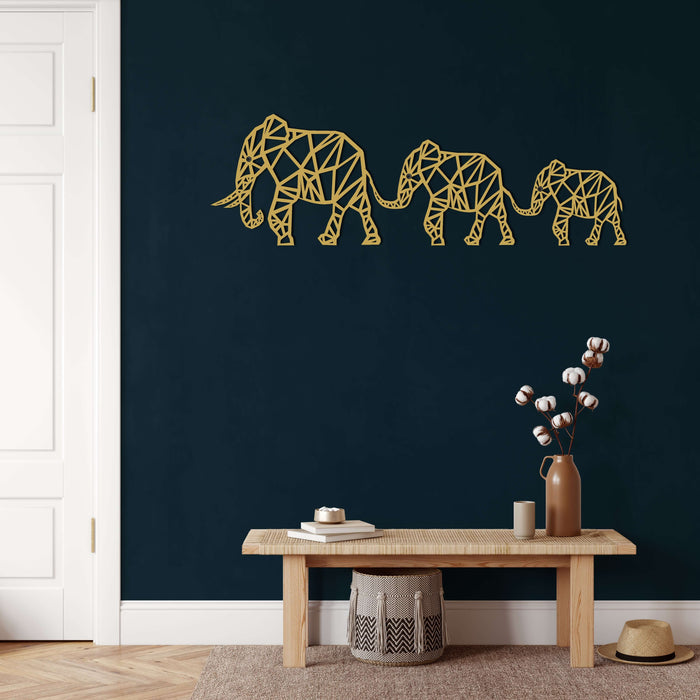 Geometric Elephant Family Metal Wall Art - Decor available at Dekadron for $84.90