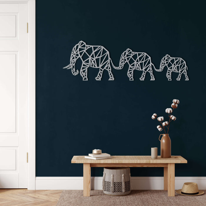 Geometric Elephant Family Metal Wall Art - Decor available at Dekadron for $84.90