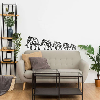 Geometric Elephant Family Metal Wall Art - Decor available at Dekadron for $79.90