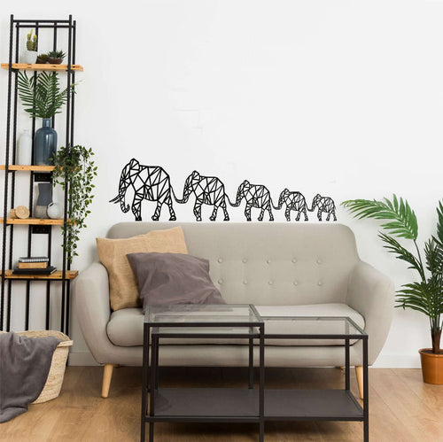 Geometric Elephant Family Metal Wall Art - Decor available at Dekadron for $79.90