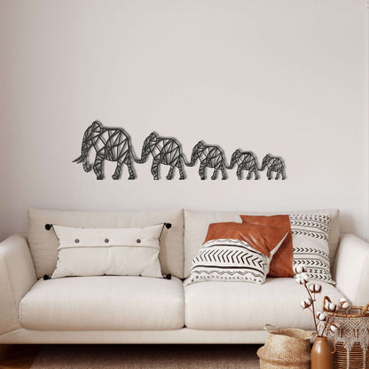 Geometric Elephant Family Metal Wall Art - Decor available at Dekadron for $99.90