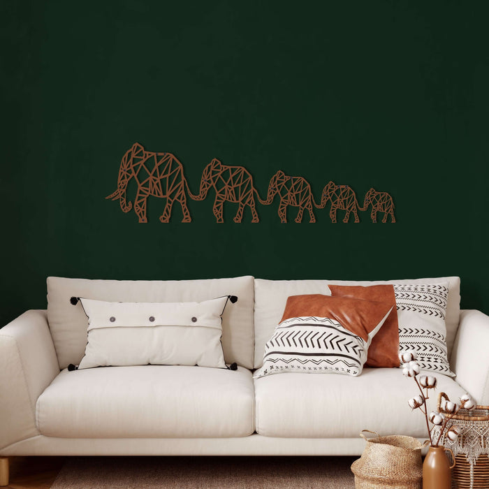 Geometric Elephant Family Metal Wall Art - Decor available at Dekadron for $84.90