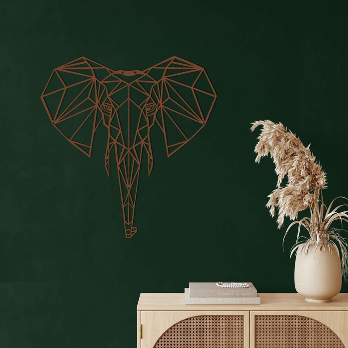 Geometric Elephant Head Metal Wall Art - Decor available at Dekadron for $74.90