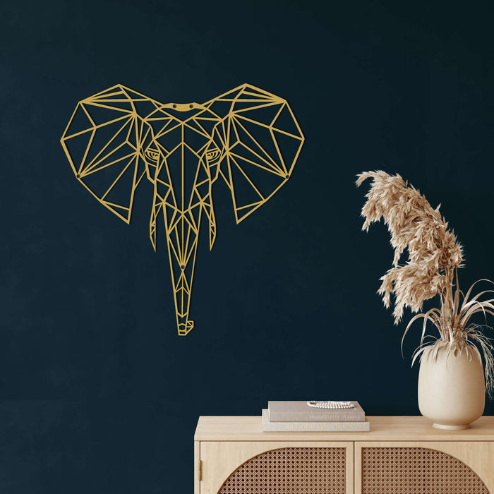 Geometric Elephant Head Metal Wall Art - Decor available at Dekadron for $74.90