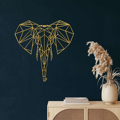 Geometric Elephant Head Metal Wall Art - Decor available at Dekadron for $74.90