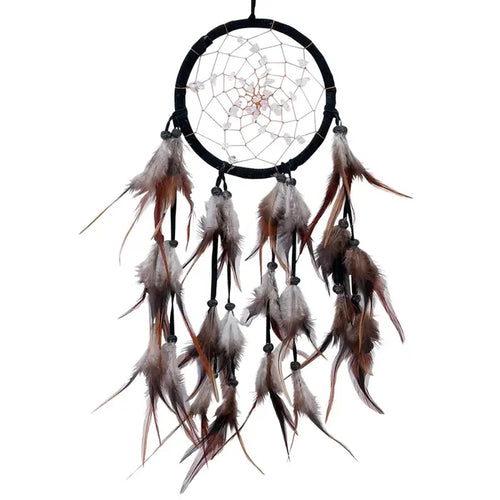 Hippie Dreamcatcher with Feathers and Crystals