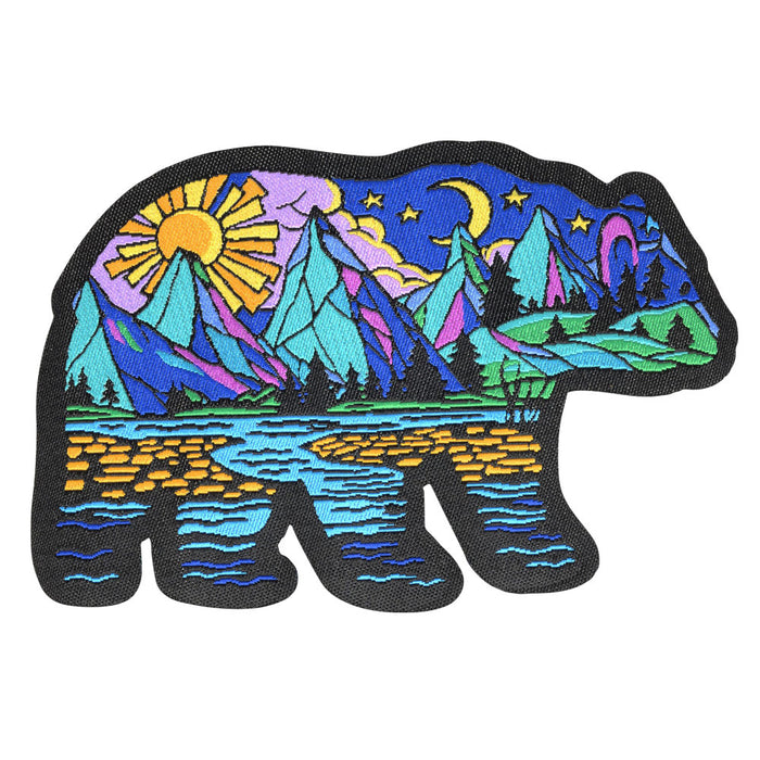 Hippie Patch Bear with Mountains Embroidered Sew-on or Iron-on #1689